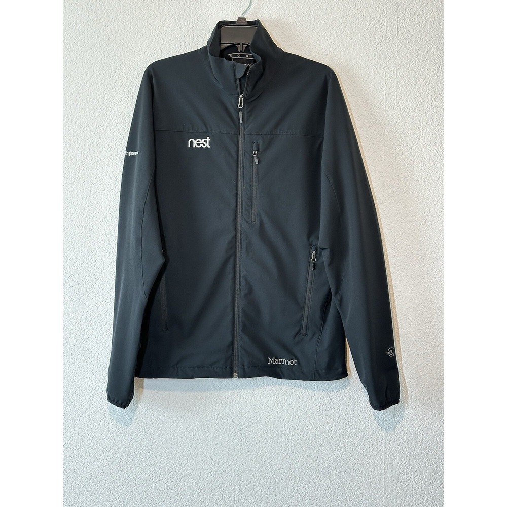 Marmot M3 Bero Softshell Jacket Mens Sz M Black Full Zip Co. LOGO Hike Outdoors